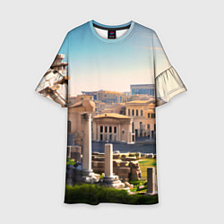 Платье клеш для девочки Руины Рима, цвет: 3D-принт
