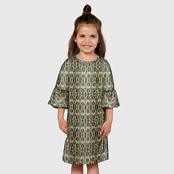 Платье клеш для девочки Золотистые симметричные узоры, цвет: 3D-принт — фото 2