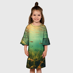 Платье клеш для девочки Рыбки в море, цвет: 3D-принт — фото 2
