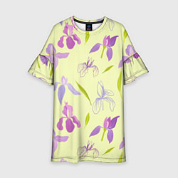 Платье клеш для девочки Фиолетовые лилии, цвет: 3D-принт