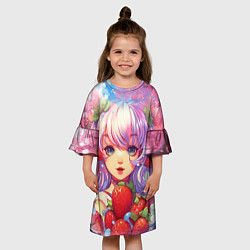 Платье клеш для девочки Девушка с фиолетовыми волосами, цвет: 3D-принт — фото 2
