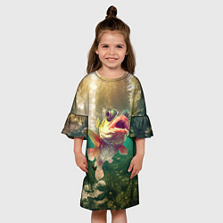 Платье клеш для девочки Карп в озере, цвет: 3D-принт — фото 2