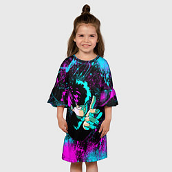 Платье клеш для девочки Моб психо - неон, цвет: 3D-принт — фото 2