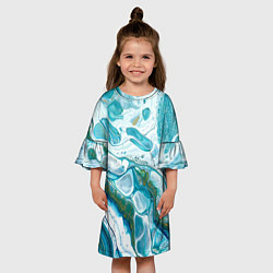 Платье клеш для девочки 50 Оттенков Океана, цвет: 3D-принт — фото 2