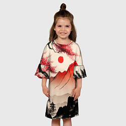 Платье клеш для девочки Японский традиционный пейзаж, цвет: 3D-принт — фото 2