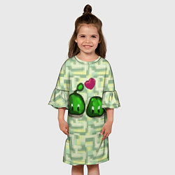 Платье клеш для девочки Зеленые слаймы стардью, цвет: 3D-принт — фото 2