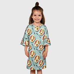 Платье клеш для девочки Пюрешка с сосисками, цвет: 3D-принт — фото 2