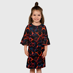 Платье клеш для девочки Неоновые линии, цвет: 3D-принт — фото 2