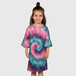 Платье клеш для девочки Тай дай космос, цвет: 3D-принт — фото 2