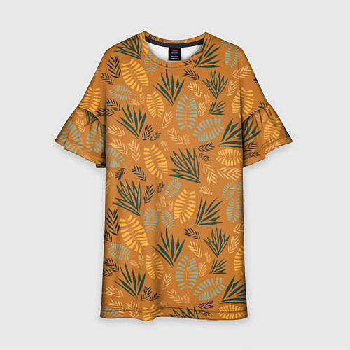 Детское платье Мексиканские оранжевые папаротники / 3D-принт – фото 1