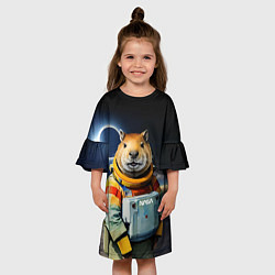 Платье клеш для девочки Capy astronaut - Nasa - neural network, цвет: 3D-принт — фото 2