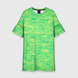 Платье клеш для девочки Текстура салатовый горизонтальный, цвет: 3D-принт