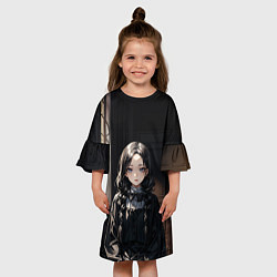 Платье клеш для девочки Готическая девушка в темной комнате, цвет: 3D-принт — фото 2