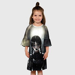Платье клеш для девочки Аниме готическая девушка в темной комнате, цвет: 3D-принт — фото 2