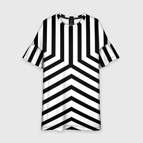 Детское платье Черно-белые полосы в узоре / 3D-принт – фото 1