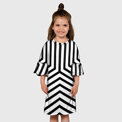Платье клеш для девочки Черно-белые полосы в узоре, цвет: 3D-принт — фото 2