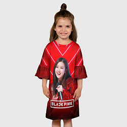 Платье клеш для девочки Rose Blackpink red, цвет: 3D-принт — фото 2