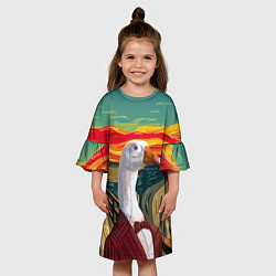 Платье клеш для девочки Утка пародия на картину Крик, цвет: 3D-принт — фото 2