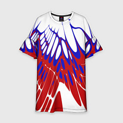 Платье клеш для девочки Лучи - белый синий красный - Хуф и Ся, цвет: 3D-принт