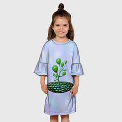 Платье клеш для девочки Инопланетная растительная жизнь, цвет: 3D-принт — фото 2