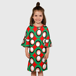 Платье клеш для девочки Орнамент из контрастных кругов, цвет: 3D-принт — фото 2