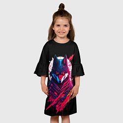 Платье клеш для девочки Волк от нейросети, цвет: 3D-принт — фото 2