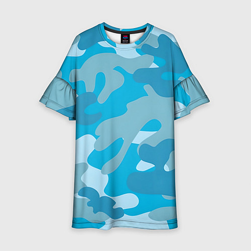 Детское платье Камуфляж военный синий / 3D-принт – фото 1