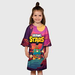 Платье клеш для девочки Brawlstars 8bit ghost, цвет: 3D-принт — фото 2