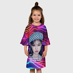 Платье клеш для девочки Jennie neon, цвет: 3D-принт — фото 2