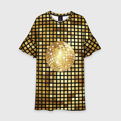 Платье клеш для девочки Золотой диско шар и золотая мозаика, цвет: 3D-принт