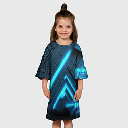 Платье клеш для девочки Неоновое свечение из плит, цвет: 3D-принт — фото 2