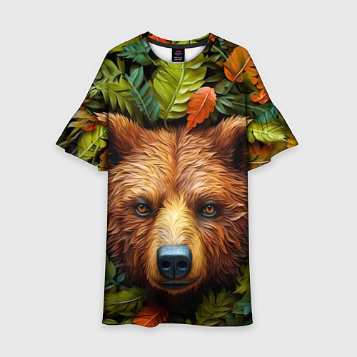 Детское платье Медведь в листьях / 3D-принт – фото 1