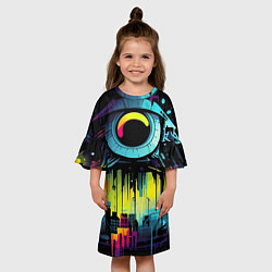 Платье клеш для девочки The eye of cyberpunk, цвет: 3D-принт — фото 2