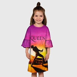 Платье клеш для девочки Queen Фредди Меркьюри, цвет: 3D-принт — фото 2
