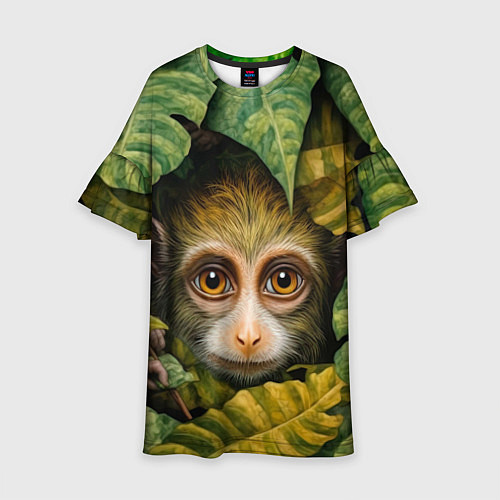 Детское платье Маленькая обезьянка в листьях / 3D-принт – фото 1
