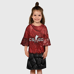 Платье клеш для девочки CS GO red black texture, цвет: 3D-принт — фото 2