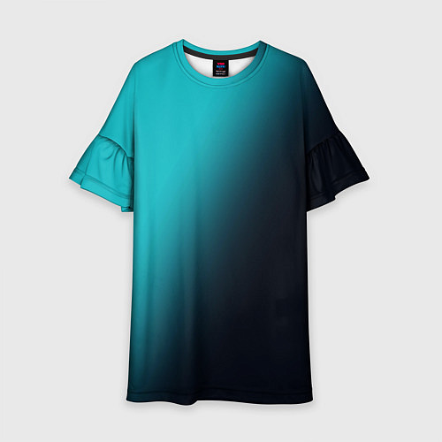 Детское платье Градиент бирюзовый диагональ / 3D-принт – фото 1