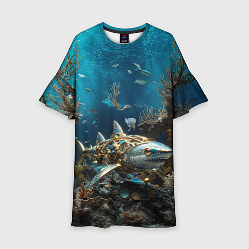 Детское платье Механическая акула / 3D-принт – фото 1