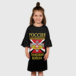Платье клеш для девочки Россия - танковые войска, цвет: 3D-принт — фото 2