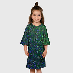 Платье клеш для девочки Изумрудный космос, цвет: 3D-принт — фото 2