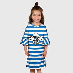 Платье клеш для девочки Тельняшка синяя - логотип вдв, цвет: 3D-принт — фото 2