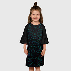 Платье клеш для девочки Абстракция чёрные узоры, цвет: 3D-принт — фото 2