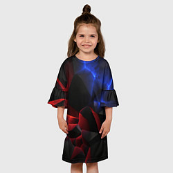 Платье клеш для девочки Синие и красные плиты, цвет: 3D-принт — фото 2