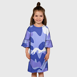 Платье клеш для девочки Камуфляжный узор голубой, цвет: 3D-принт — фото 2