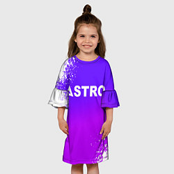 Платье клеш для девочки Astro neon background, цвет: 3D-принт — фото 2