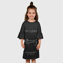 Платье клеш для девочки Собака на черном - Пабло Пикассо, цвет: 3D-принт — фото 2