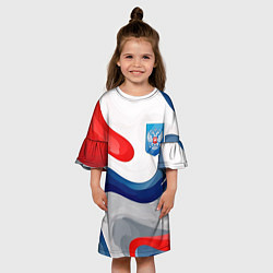Платье клеш для девочки Герб России триколор, цвет: 3D-принт — фото 2