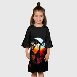 Платье клеш для девочки Королевство жирафов, цвет: 3D-принт — фото 2