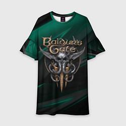 Платье клеш для девочки Baldurs Gate 3 logo green geometry, цвет: 3D-принт