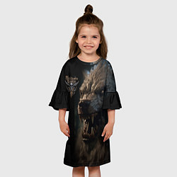 Платье клеш для девочки Baldurs Gate 3 лого и оборотень, цвет: 3D-принт — фото 2